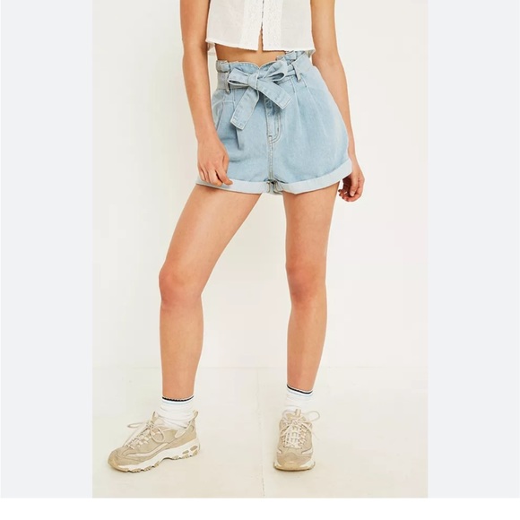 BDG Paper bag tie Denim high Mom shorts - Picture 6 of 6